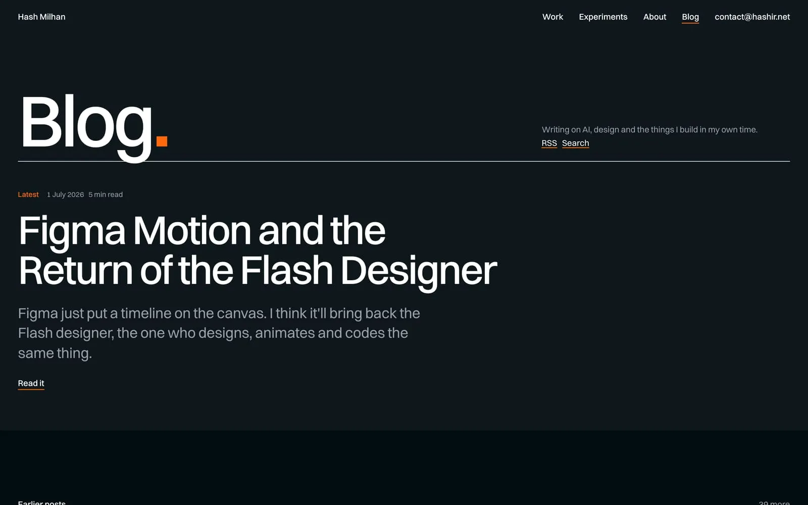 The hashir.blog homepage