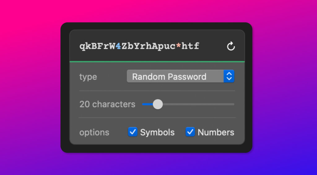 a recipe maker for passwords